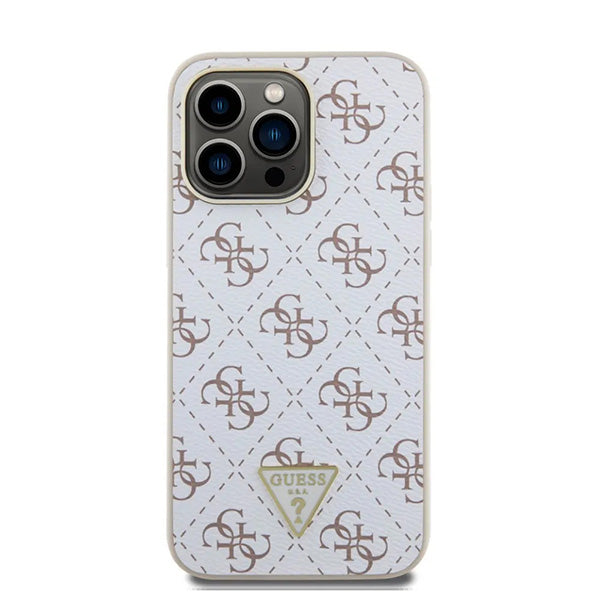 Case for Apple iPhone 16 Pro, Guess, 4G Triangle Logo, White
