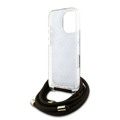 Case for Apple iPhone 16 Pro, Guess, Crossbody Cord 4G Print, Brown