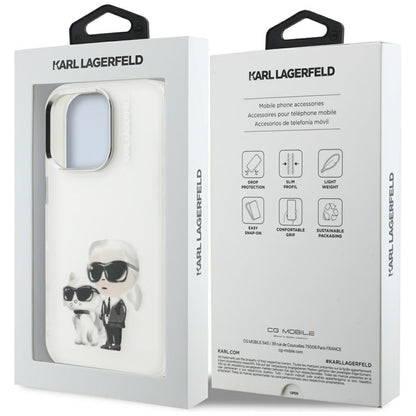 Case for Apple iPhone 16 Pro, Karl Lagerfeld, IML Aquarelle Logo Karl & Choupette, White