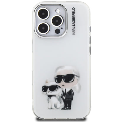 Case for Apple iPhone 16 Pro Max, Karl Lagerfeld, IML Aquarelle Logo Karl & Choupette, White