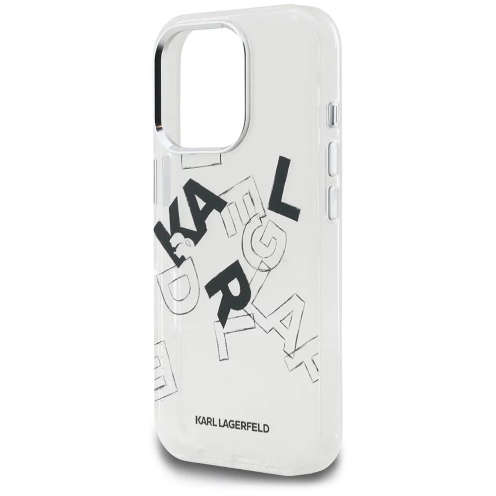 Case for Apple iPhone 16 Pro Max, Karl Lagerfeld, IML Sketched Graphic Logo, Transparent