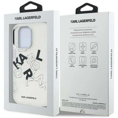 Case for Apple iPhone 16 Pro Max, Karl Lagerfeld, IML Sketched Graphic Logo, Transparent