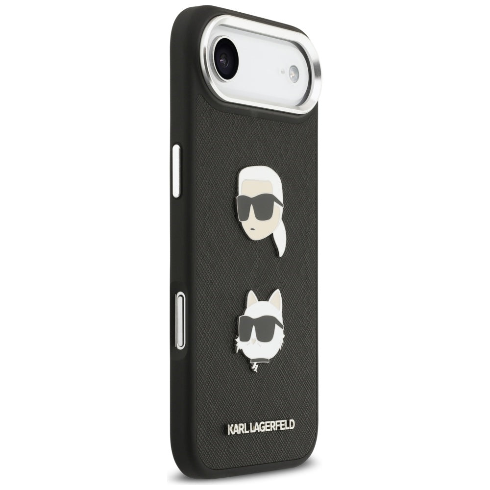 Case for Apple iPhone 17 Air, Karl Lagerfeld, Grained Karl & Choupette's Heads Pins and Logo, Black