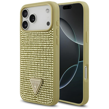 Case for Apple iPhone 17 Pro Max, Guess, Rhinestone Triangle Logo, Gold