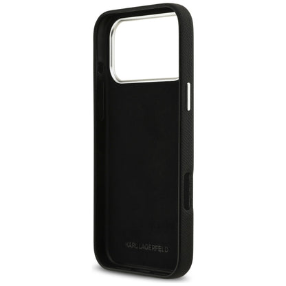 Case for Apple iPhone 17 Pro Max, Karl Lagerfeld, FW Grained Signature Logo, Black