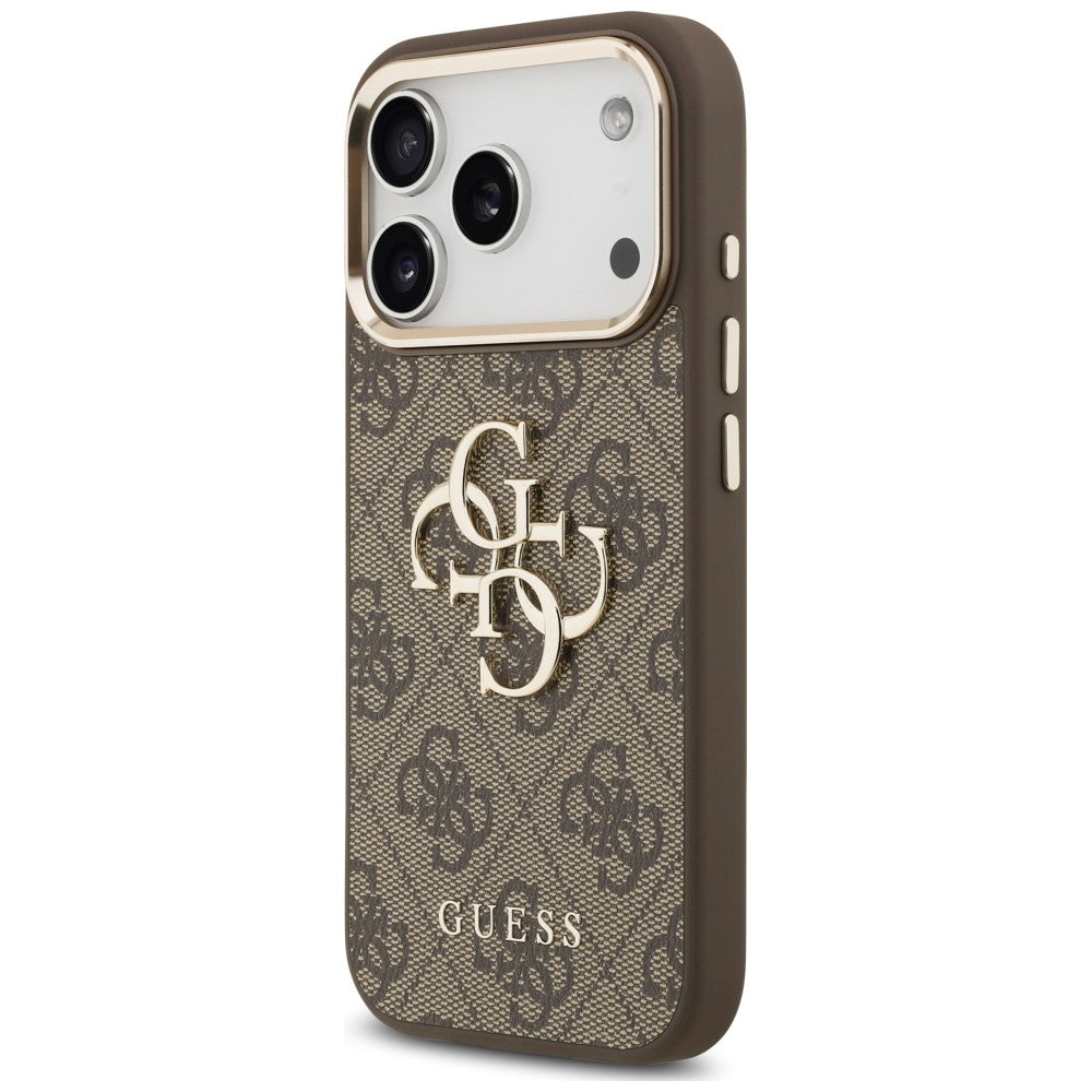 Case for Apple iPhone 18 Pro / 17 Pro, Guess, 4G Classic Logo with Strap, Golden Brown