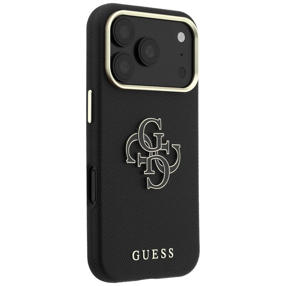 Case for Apple iPhone 18 Pro / 17 Pro, Guess, Grained Big Resin Logo, Black