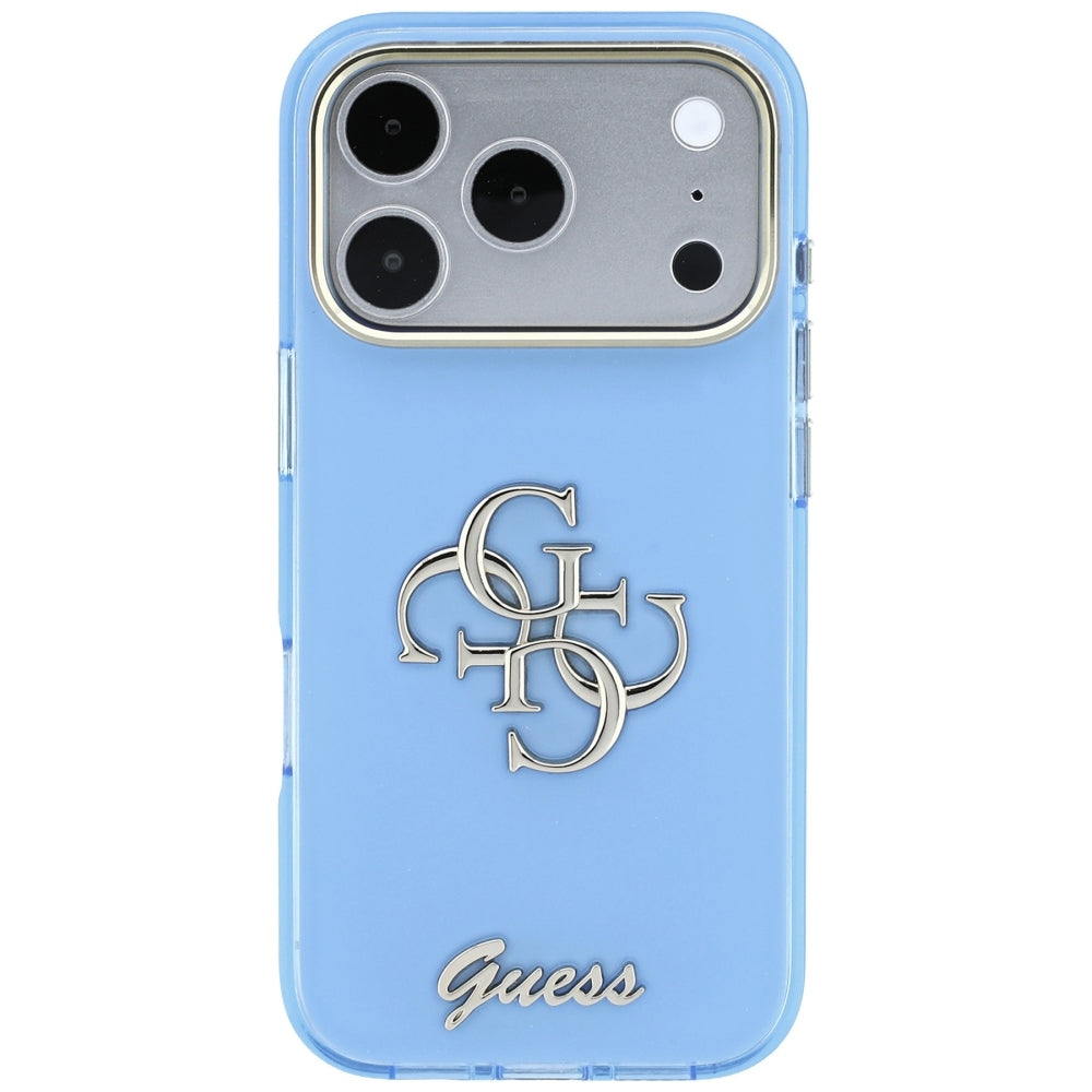 Case for Apple iPhone 18 Pro / 17 Pro, Guess, IML 4G Metal Script, Blue
