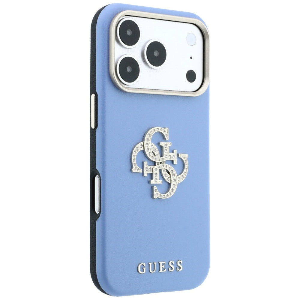 Case for Apple iPhone 18 Pro / 17 Pro, Guess, Smooth Big Strass Logo, Blue