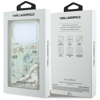 Case for Apple iPhone 18 Pro / 17 Pro, Karl Lagerfeld, Liquid Glitter Beach and Sand, Beige
