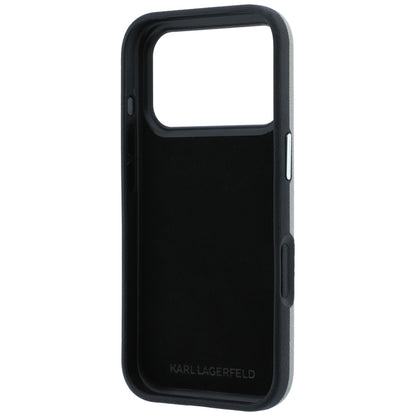 Case for Apple iPhone 18 Pro / 17 Pro, Karl Lagerfeld, Saffiano with Karl & Choupette Head's Pin and Logo, Gray
