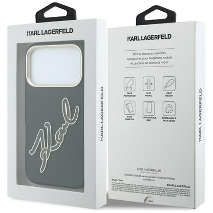 Case for Apple iPhone 18 Pro / 17 Pro, Karl Lagerfeld, Smooth Big Resin Signature Logo, Black