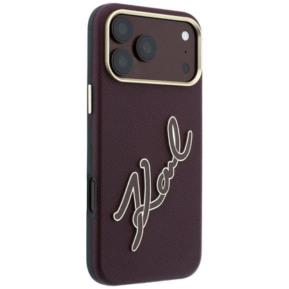 Case for Apple iPhone 18 Pro / 17 Pro, Karl Lagerfeld, Smooth Big Resin Signature Logo, Burgundy
