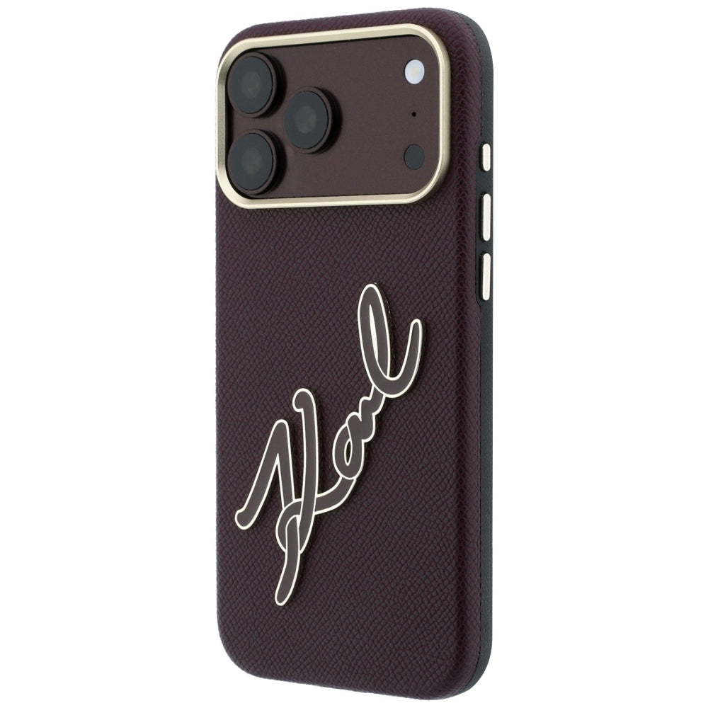 Case for Apple iPhone 18 Pro / 17 Pro, Karl Lagerfeld, Smooth Big Resin Signature Logo, Burgundy