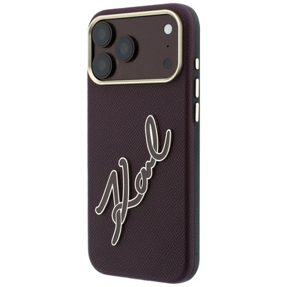 Case for Apple iPhone 18 Pro / 17 Pro, Karl Lagerfeld, Smooth Big Resin Signature Logo, Burgundy