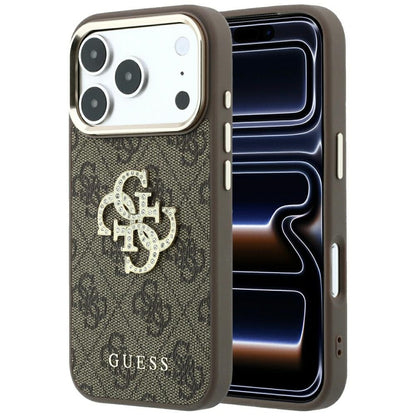 Case for Apple iPhone 18 Pro Max / 17 Pro Max, Guess, 4G Big Strass Logo, Brown