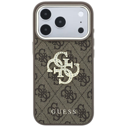 Case for Apple iPhone 18 Pro Max / 17 Pro Max, Guess, 4G Big Strass Logo, Brown