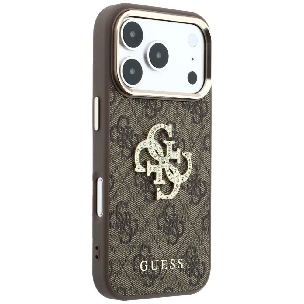 Case for Apple iPhone 18 Pro Max / 17 Pro Max, Guess, 4G Big Strass Logo, Brown