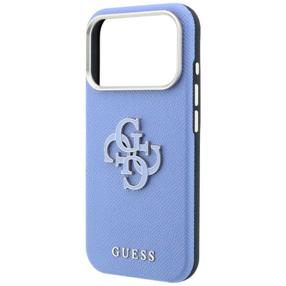 Case for Apple iPhone 18 Pro Max / 17 Pro Max, Guess, Grained Big Resin Logo, Blue