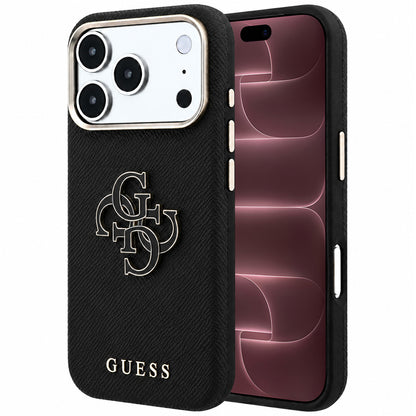 Case for Apple iPhone 18 Pro Max / 17 Pro Max, Guess, Grained Big Resin Logo, Black