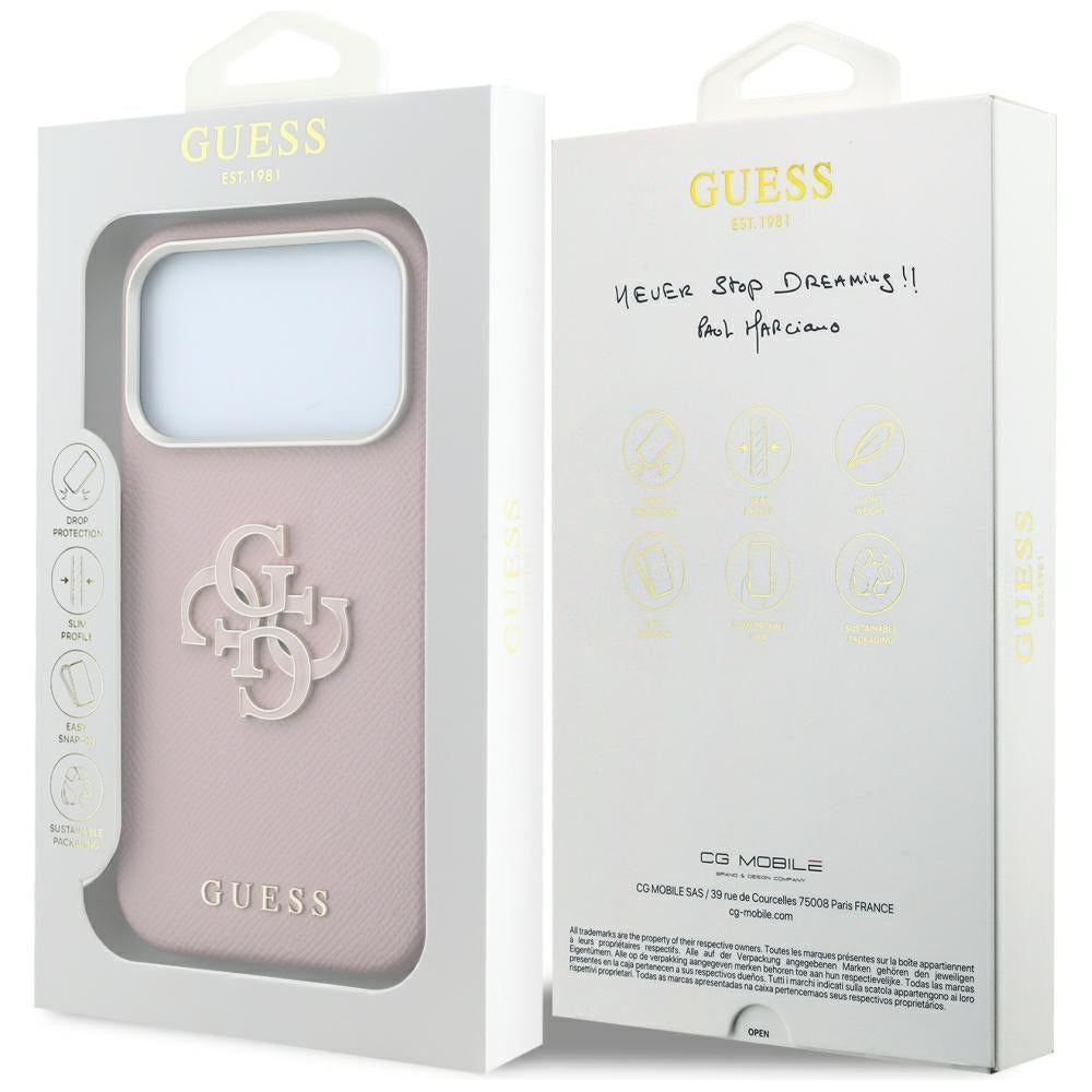 Case for Apple iPhone 18 Pro Max / 17 Pro Max, Guess, Grained Big Resin Logo, Pink