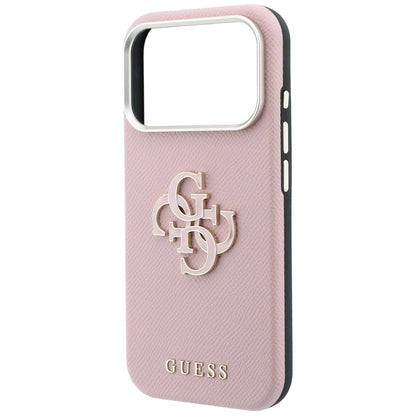 Case for Apple iPhone 18 Pro Max / 17 Pro Max, Guess, Grained Big Resin Logo, Pink