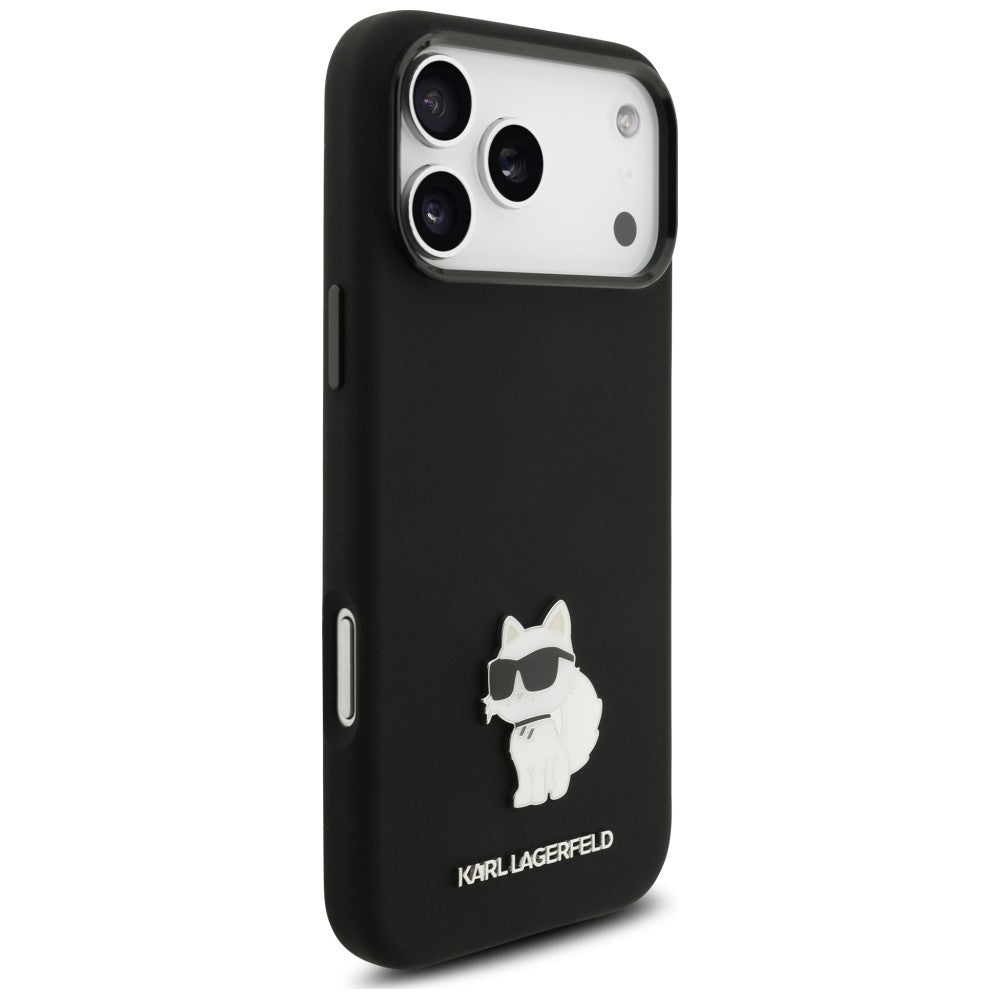 Case for Apple iPhone 18 Pro Max / 17 Pro Max, Karl Lagerfeld, Choupette Metal Pin, Black