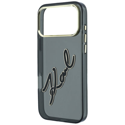 Case for Apple iPhone 18 Pro Max / 17 Pro Max, Karl Lagerfeld, IML Big Signature Resin Logo Metal Frame, Black