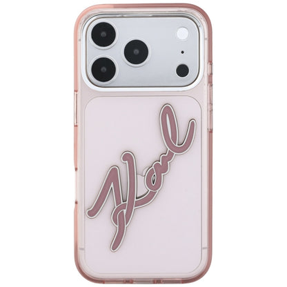 Case for Apple iPhone 18 Pro Max / 17 Pro Max, Karl Lagerfeld, IML Big Signature Resin Logo Metal Frame, Pink
