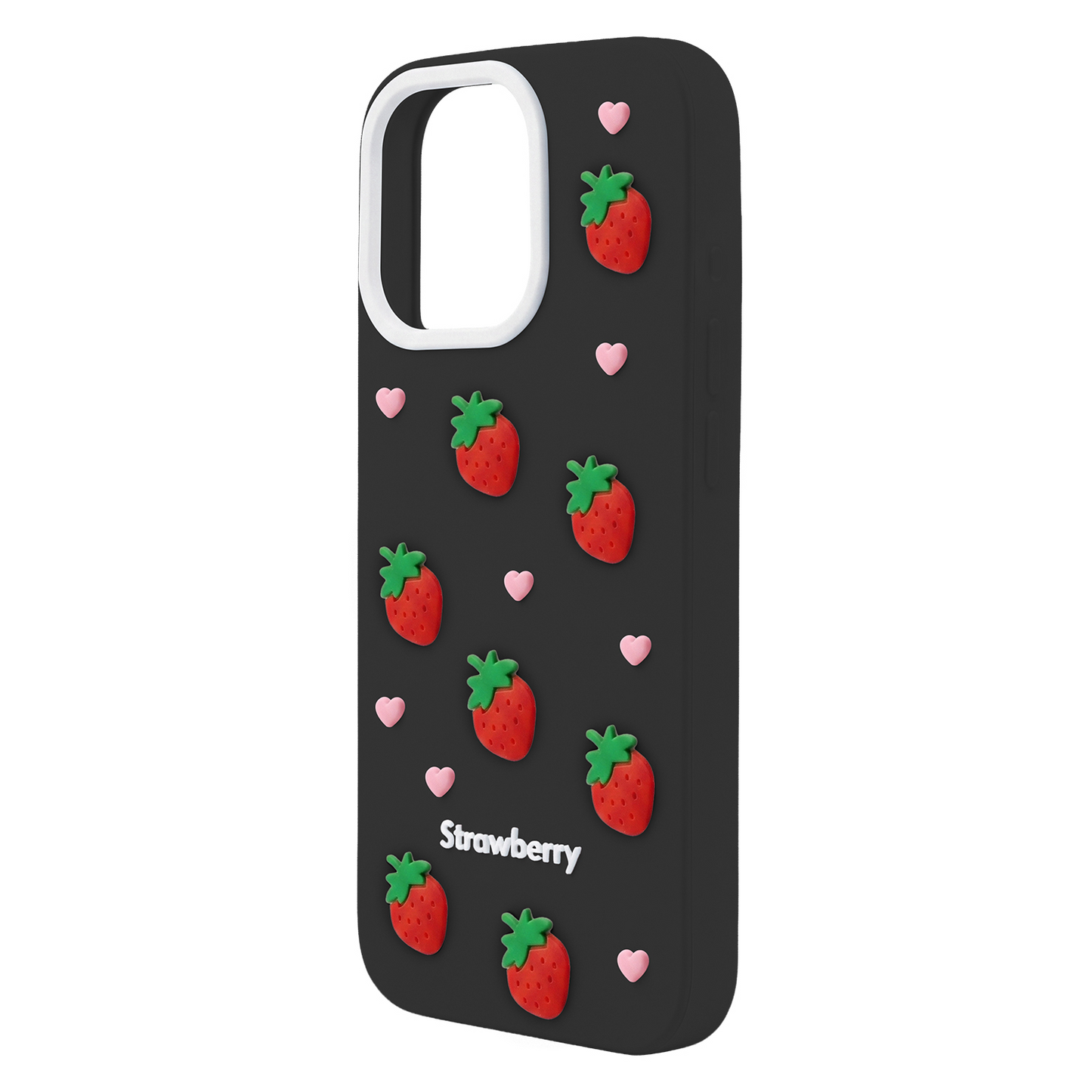 Case for Apple iPhone 17 / 16, OEM, Strawberry, Black