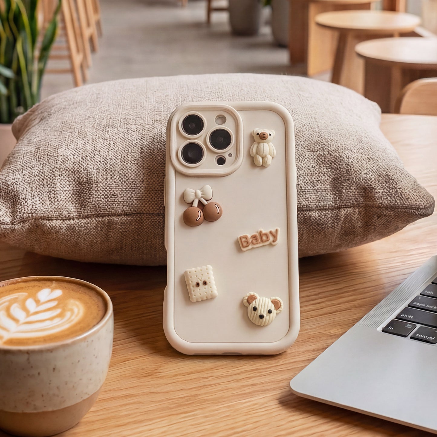 Case for Apple iPhone 15, OEM, Ultra Trendy 3D Bear, Beige