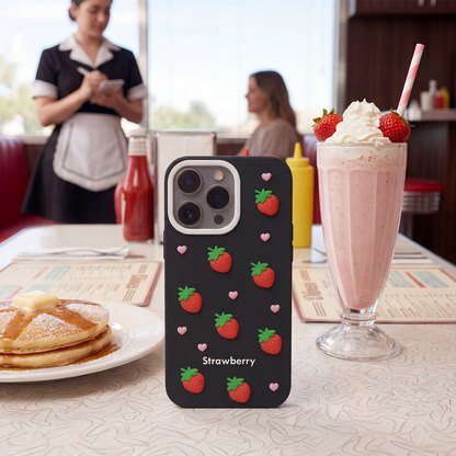 Case for Apple iPhone 17 Pro Max, OEM, Strawberry, Black
