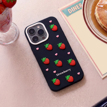 Case for Apple iPhone 16 Pro Max, OEM, Strawberry, Black