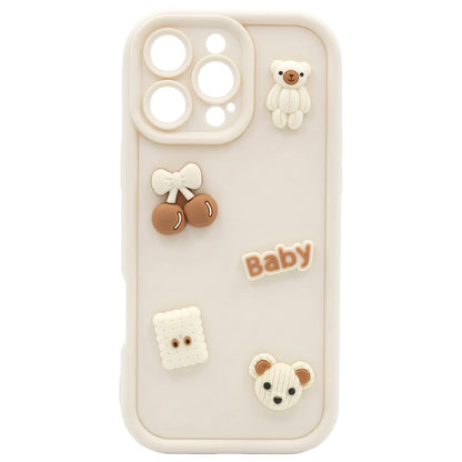 Case for Apple iPhone 16 Pro Max, OEM, Ultra Trendy 3D Bear, Beige