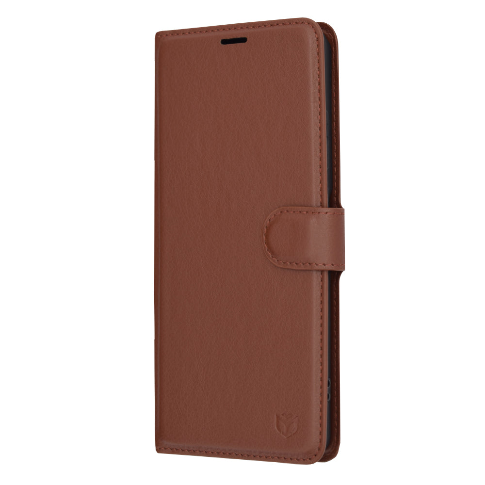 Case for OnePlus 12R, Techsuit, Leather Folio, Brown