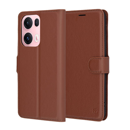 Case for Oppo Reno13 Pro, Techsuit, Leather Folio, Brown