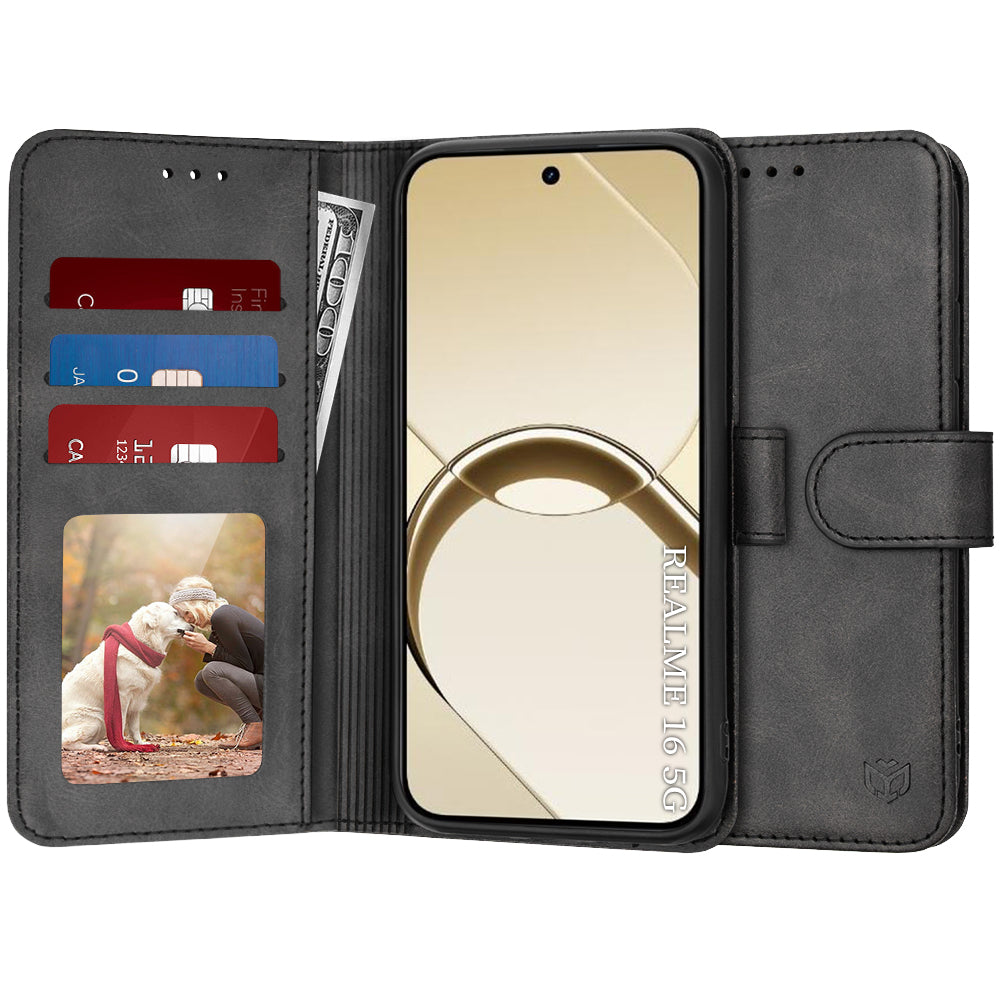 Case for Realme 16, Techsuit, Diary Book, Black