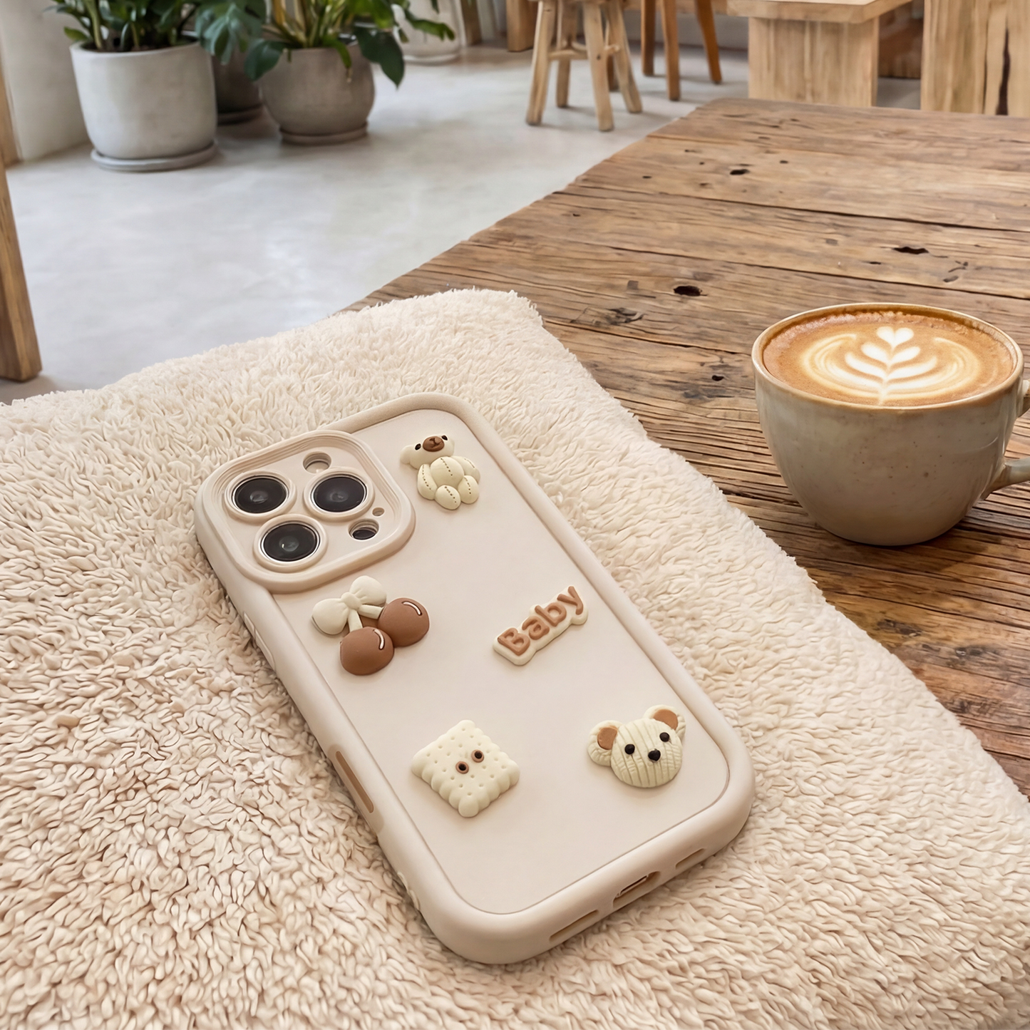 Case for Samsung Galaxy S26 Plus S947, OEM, Ultra Trendy 3D Bear, Beige