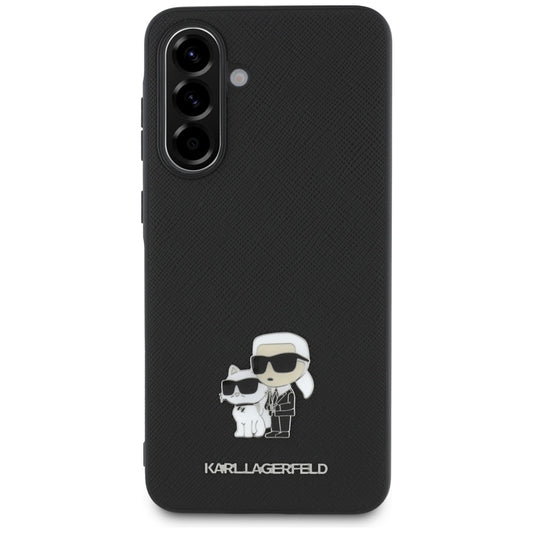 Case for Samsung Galaxy A36 A366, Karl Lagerfeld, Saffiano Karl & Choupette Metal, Black