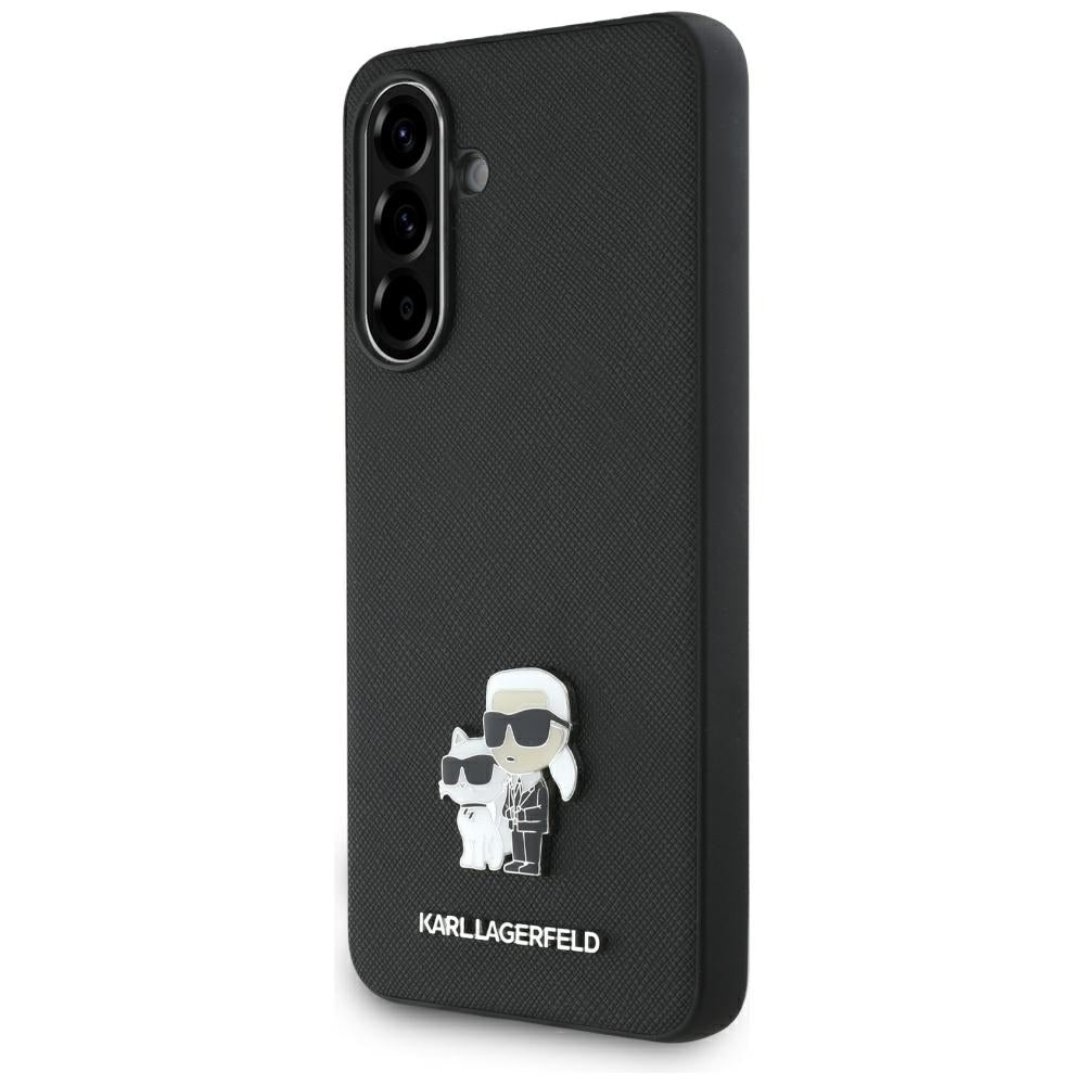 Case for Samsung Galaxy A36 A366, Karl Lagerfeld, Saffiano Karl & Choupette Metal, Black