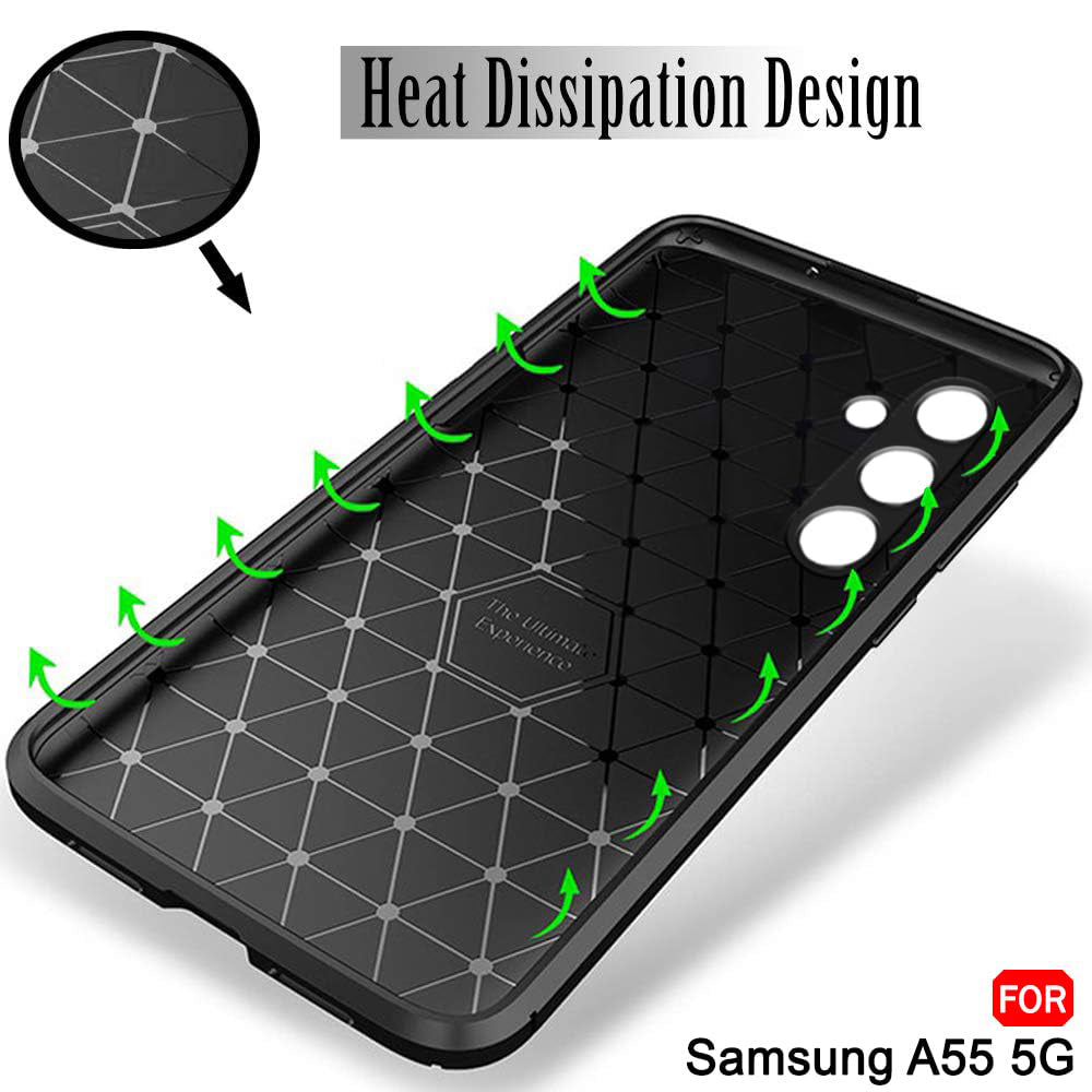 Case for Samsung Galaxy A55 5G A556, Techsuit, CarbonFiber, Black