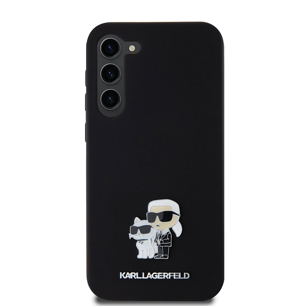 Case for Samsung Galaxy S23+ S916, Karl Lagerfeld, Silicone Karl & Choupette Metal, Black