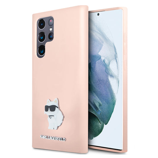 Case for Samsung Galaxy S23 Ultra S918, Karl Lagerfeld, Silicone Choupeete Metal, Pink