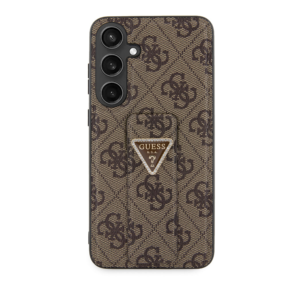 Case for Samsung Galaxy S24+ S926, Guess, Grip Stand 4G Triangle Strass, Brown