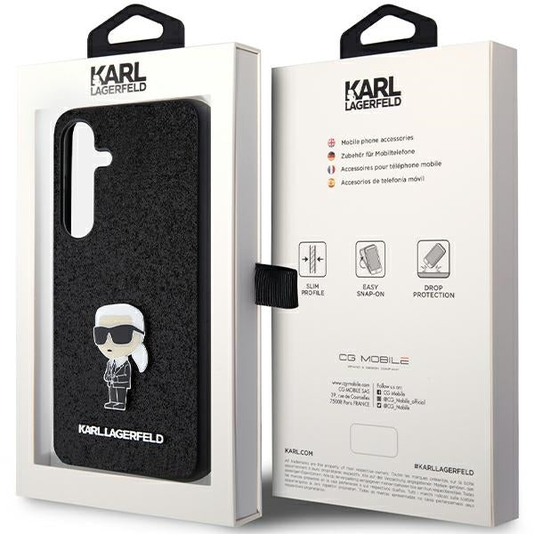 Case for Samsung Galaxy S24+ S926, Karl Lagerfeld, Glitter Ikonik Karl Logo, Black