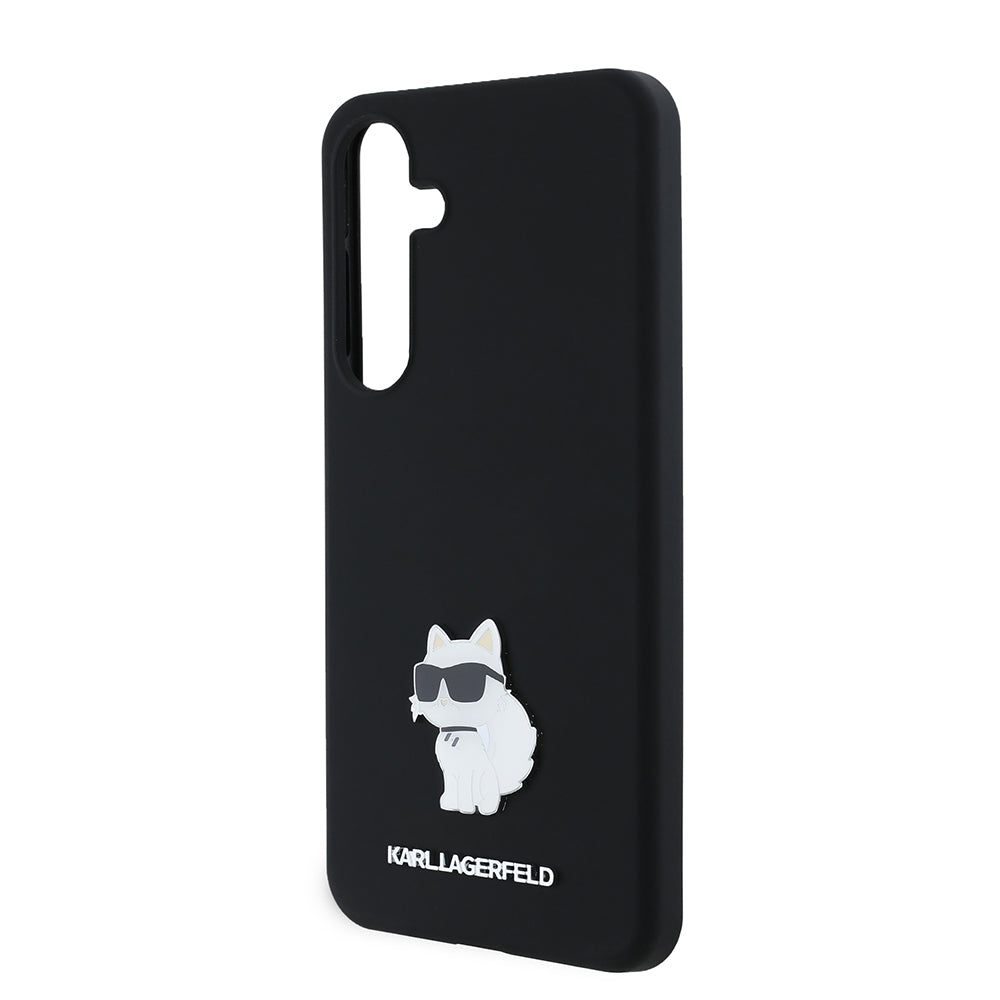 Case for Samsung Galaxy S24+ S926, Karl Lagerfeld, Silicone Choupette Metal, Black