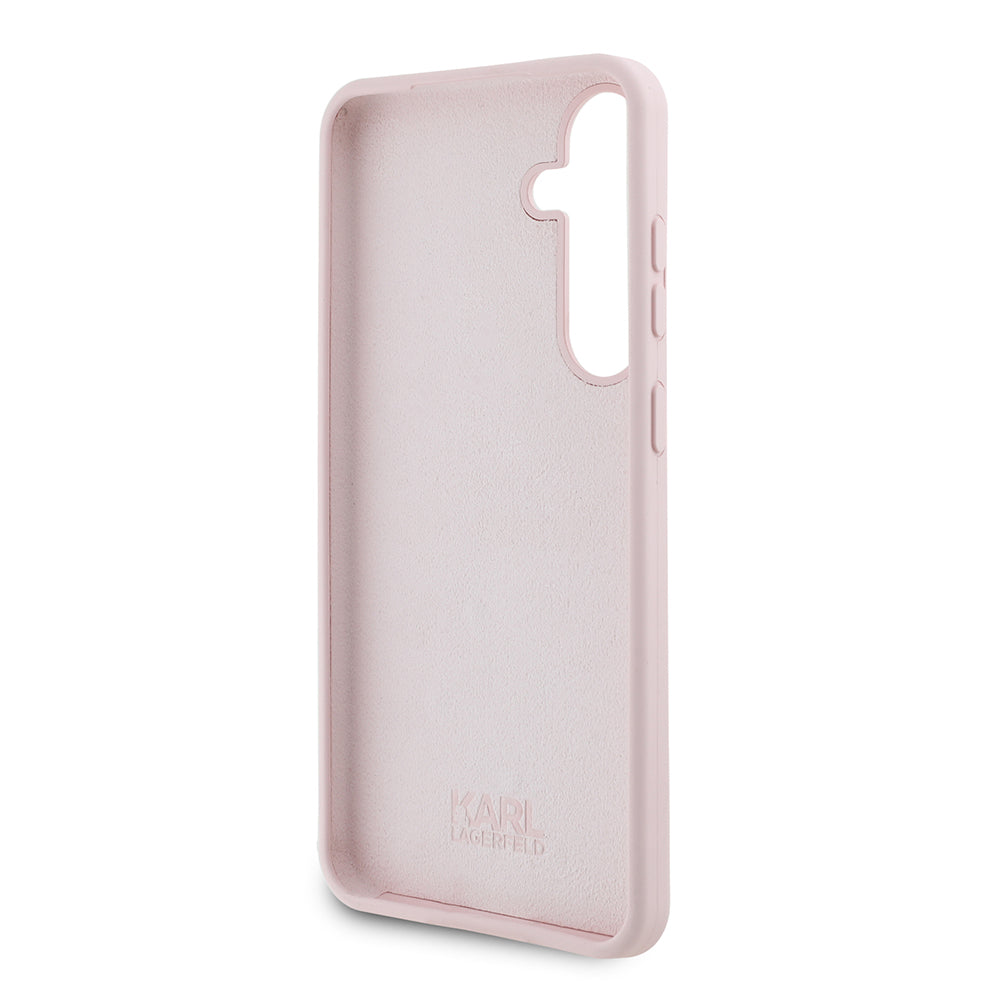 Case for Samsung Galaxy S24+ S926, Karl Lagerfeld, Silicone Choupette Metal, Pink