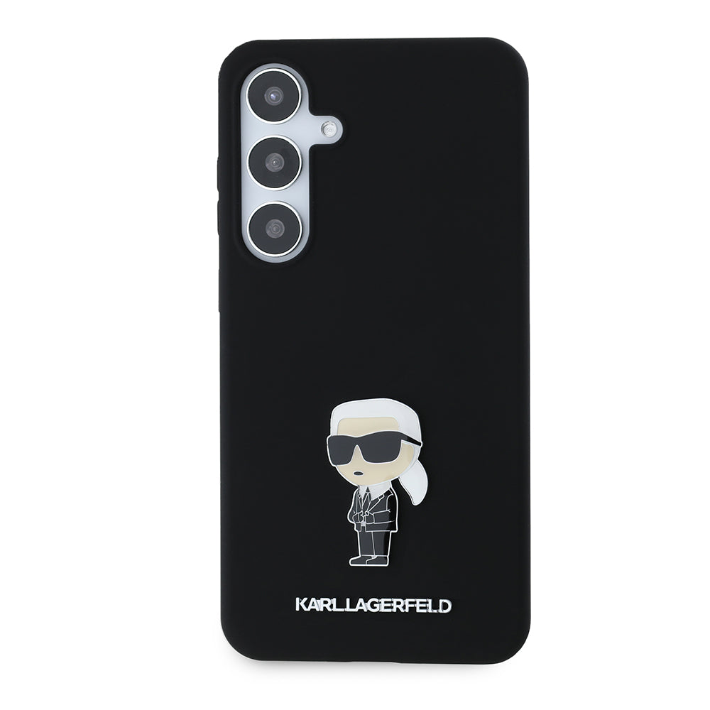 Case for Samsung Galaxy S24+ S926, Karl Lagerfeld, Silicone Ikonik Karl Metal, Black