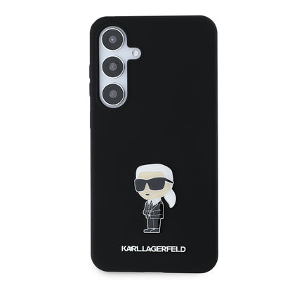 Case for Samsung Galaxy S24+ S926, Karl Lagerfeld, Silicone Ikonik Karl Metal, Black