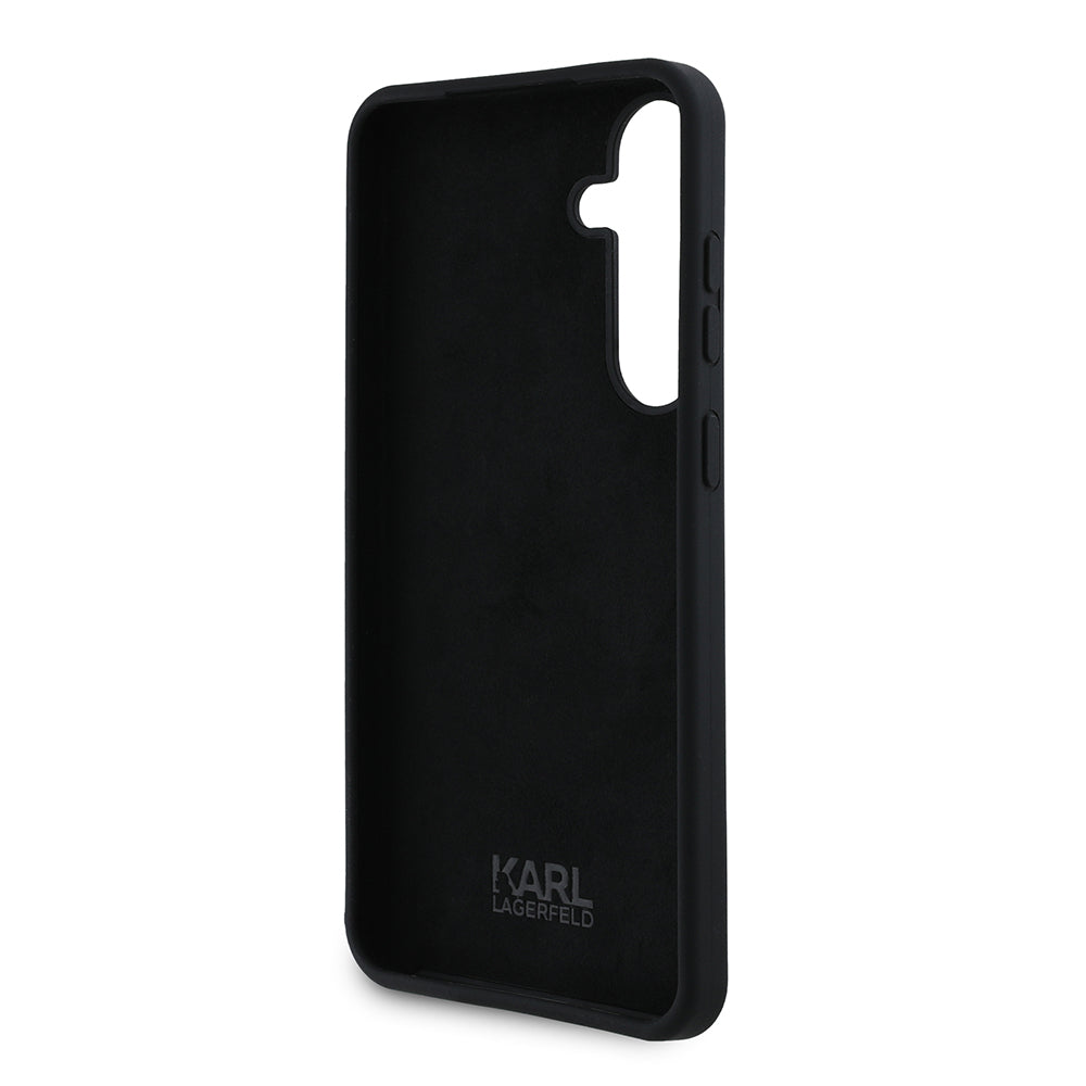 Case for Samsung Galaxy S24+ S926, Karl Lagerfeld, Silicone Ikonik Karl Metal, Black